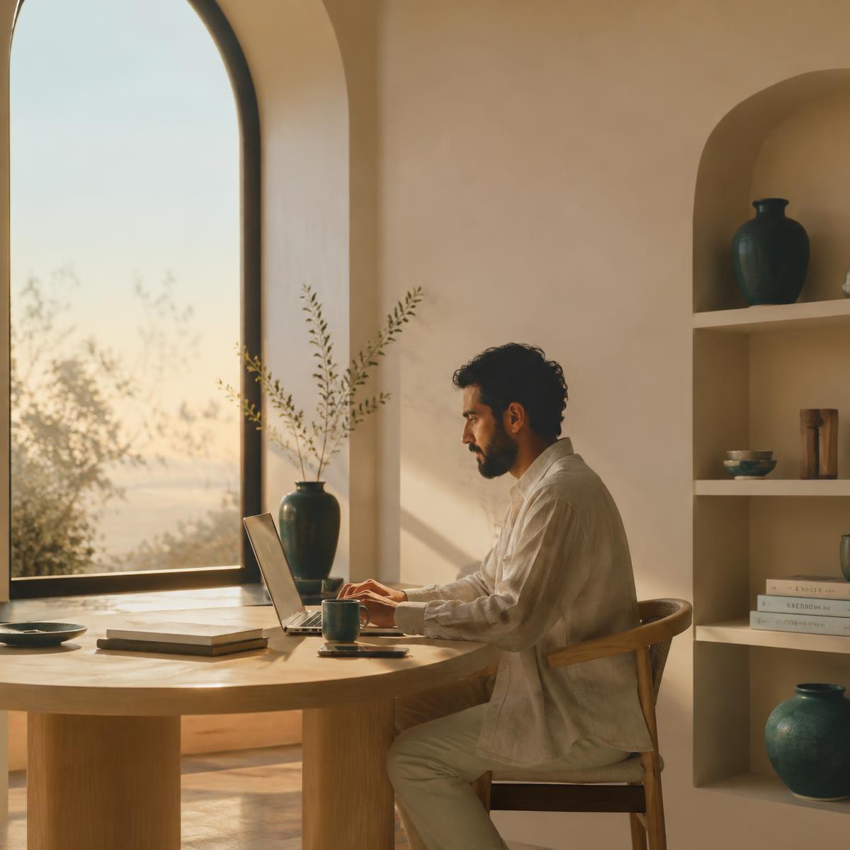 An independent designer working in a calm studio